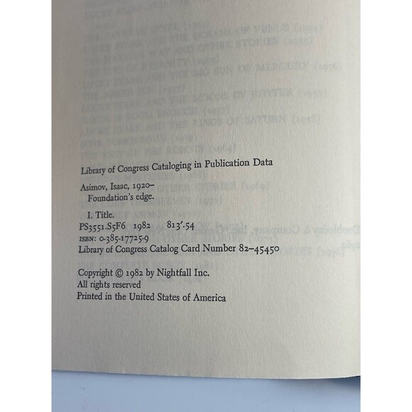 Foundation's Edge by Isaac Asimov Hardcover No DJ FIRST EDITION 1st Print (1982) - Picture 6 of 8